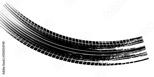 Grunge tire track, wheel braking marks. Truck, car or motorcycle tread pattern silhouette. Auto race, motorsport, speed racing design element. Eps10