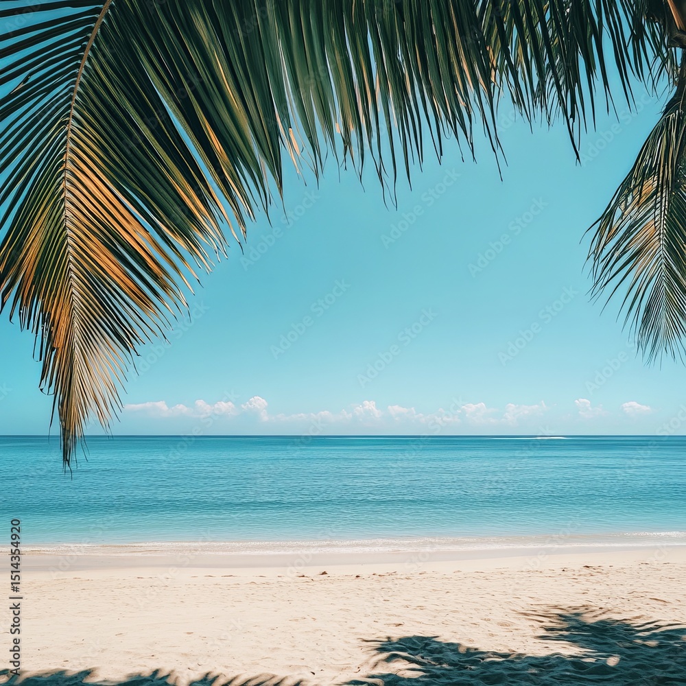 Naklejka premium clear sky and some coconut leaves on the beach