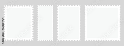 Set of postage stamp mockup blank isolated on transparent background- Vector stock