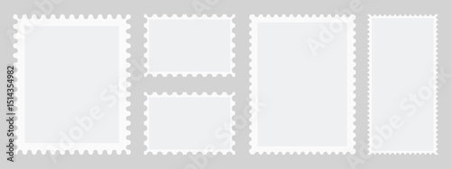 Postage stamp set. Realistic post stamps set with realistick shadow. Blank Postage Stamps on isolated background - Vector EPS 10 