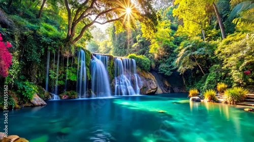 Tranquil Oasis A Waterfall Sanctuary of Nature's Beauty and Serenity