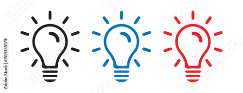 Voltage and Idea Icons – Colorful Light Bulb Vector Illustration