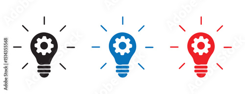 Electricity and Idea Symbols – Vector Bulb Icons with Flash