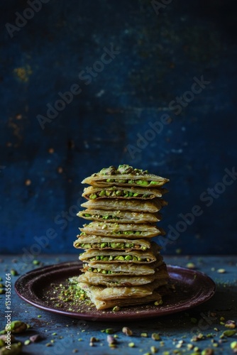 Stacked pistachio treats on a plate