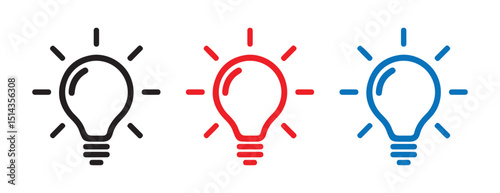Power and Innovation Icons – Lightning Symbol Inside Bulbs. vector illustration 