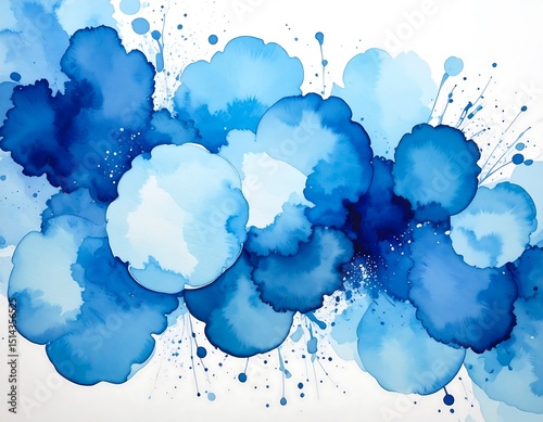 Abstract blue watercolor splashes
