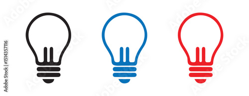 Tech Startup and Creative Idea Icons – Light Bulbs with Voltage Symbol. vector illustration
