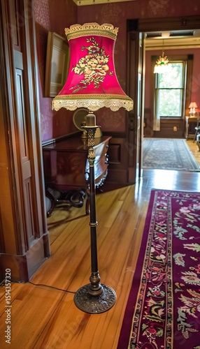 Vintage floor lamp in ornate room
