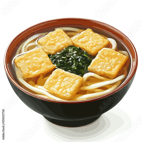 Udon Noodles in Broth with Tempura and Scallions