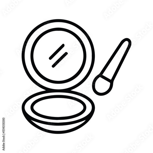 Woman Powder Box and Brush Icon. Vector illustration of woman face Powder Box. Women beauty makeup tools.