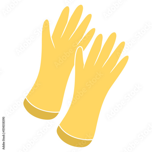 yellow rubber gloves vector illustration