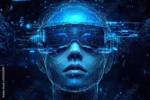 Entering the metaverse A woman immersed in a digital world exploring new realities and virtual frontiers with