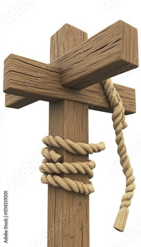 Wooden cross with rope