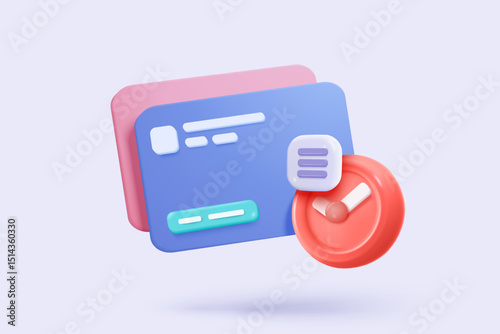 3D cashback credit card and money refund. business bank with holding wallet online, money payment and cash saving for shopping online. 3d financial credit card icon vector rendering illustration
