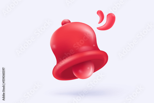 3d red danger attention bell or emergency notifications alert on rescue warning in background. alert important for security urgency concept. 3d warning urgent icon vector render illustration