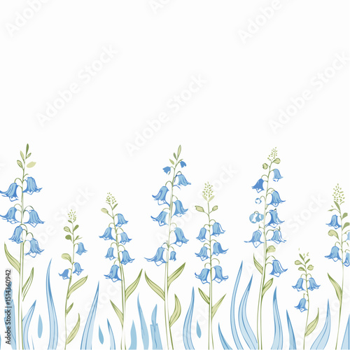 Bluebells trailing the left edge with a peaceful, elegant feel — ideal for nature-themed graphics or calm layouts.