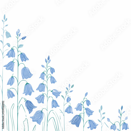 Bluebells trailing the left edge with a peaceful, elegant feel — ideal for nature-themed graphics or calm layouts.