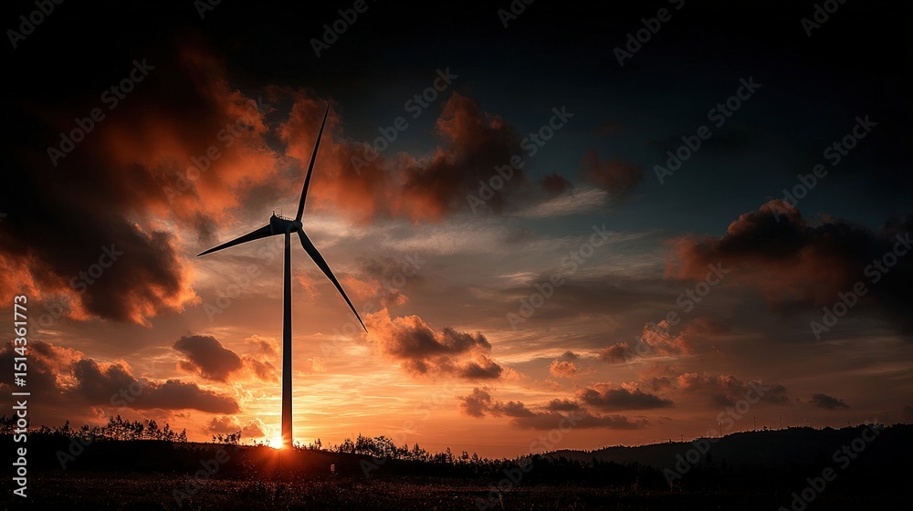 Obraz premium Modern wind turbine in a green landscape representing renewable energy and sustainable power generation solutions