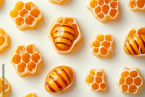 seamless pattern with orange  honeycomb, png isolated on white background
