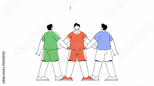 Dynamic Male Team Collaboration Illustration