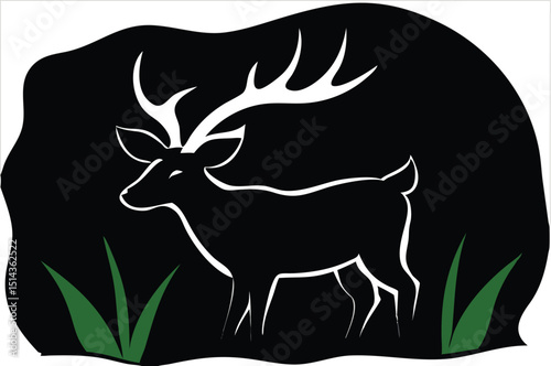 Deer Silhouette with Grass Design