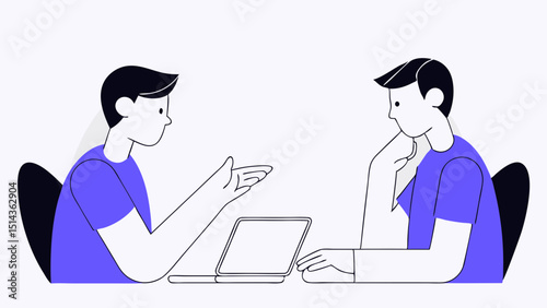 Illustration of Men Engaging in Conversation Concept