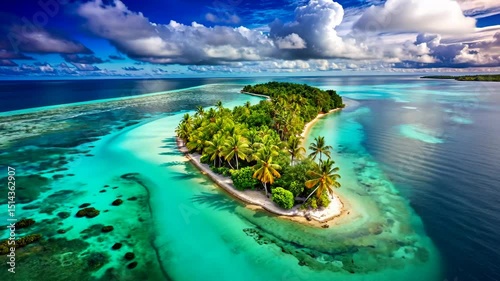 Tropical Island Paradise A Breathtaking Aerial View of Pristine Nature and Azure Waters