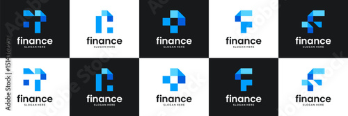 Set of finance logo design template. Modern financial logo usable for business and company.