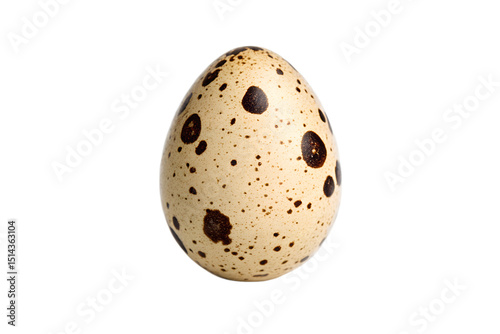 Close-up of a speckled quail egg isolated on a white background