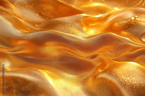 Shiny wavy gold foil texture background with glass effect,  illustration design for print
