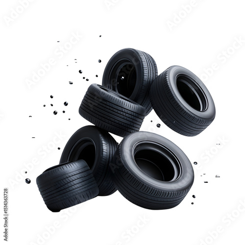 Pile of Tires isolated on transparent background photo