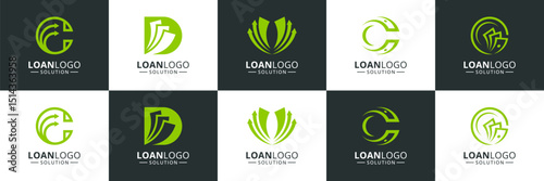 Set of Cash loan logos. Abstract money icon usable for bank, loan and wealth.
