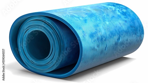 Blue Rolled Yoga Mat for Fitness Exercise and Meditation Practices