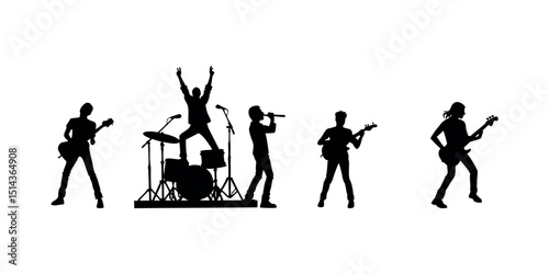 Musician Silhouette Bundle Instrument Players Clipart Set
