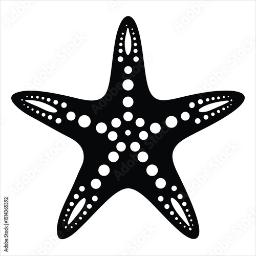 starfish flat and minimal vector art illustration on a white background, starfish silhouette vector illustration