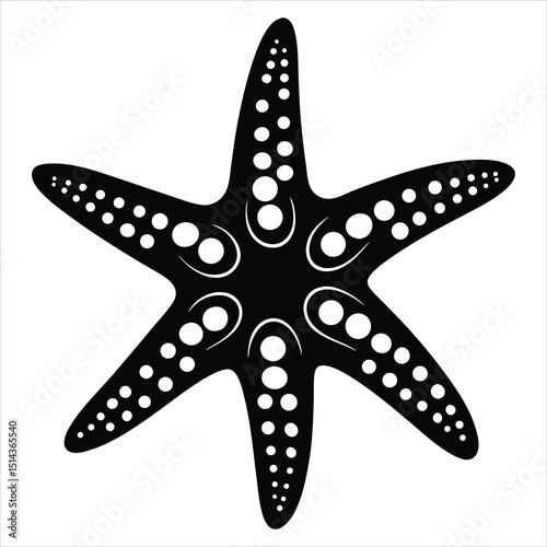 starfish flat and minimal vector art illustration on a white background, starfish silhouette vector illustration