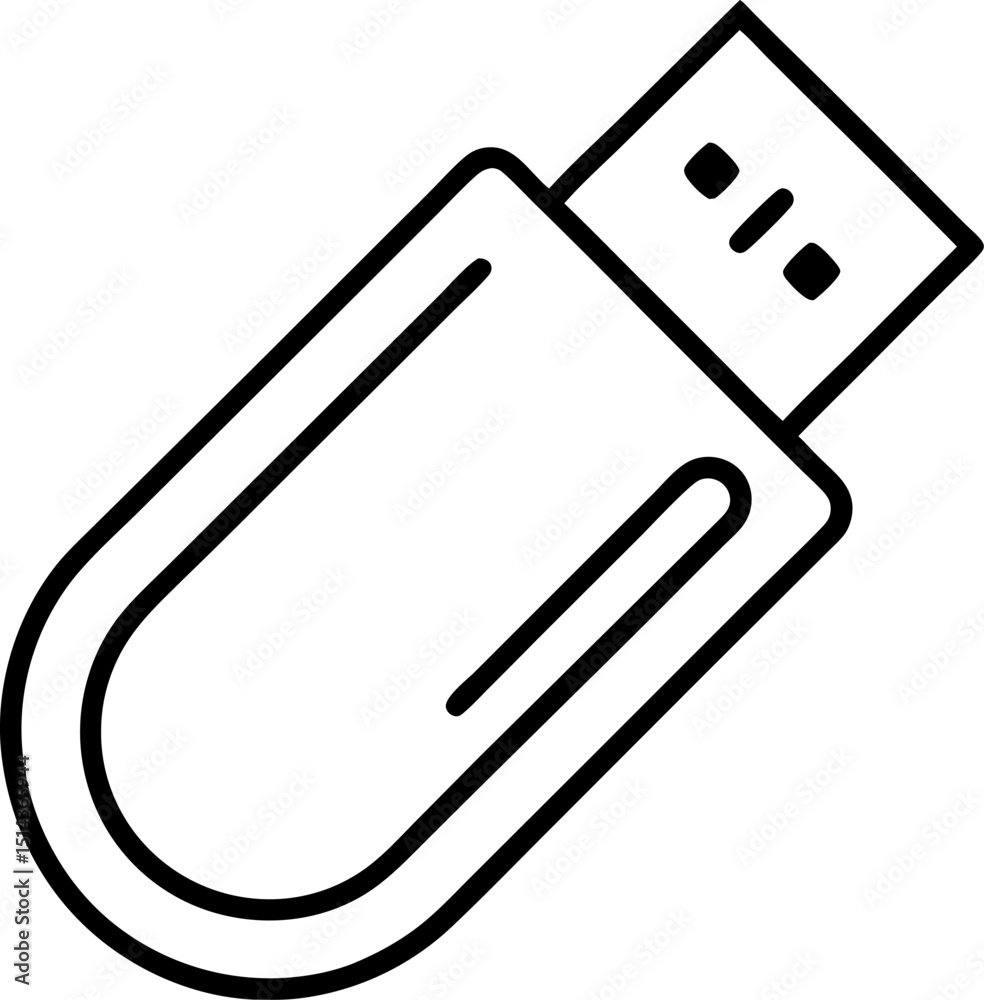 USB flash drive, usb flash drive black  simple vector illustration