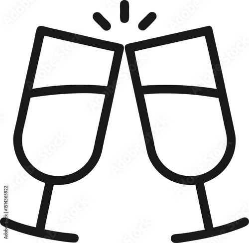 Champagne toast icon Vector logo set flat