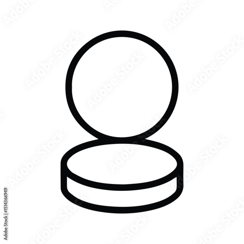Compact powder box icon. Vector illustration of woman face powder. Women beauty makeup tools.