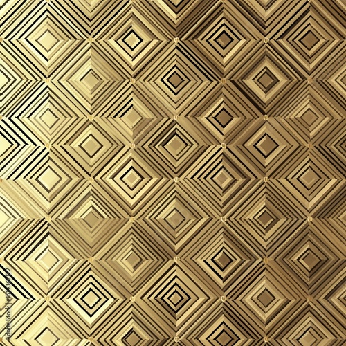 Gold ornamental seamless diamond pattern with diagonal square rhombus and striped line, geometric background,  illustration