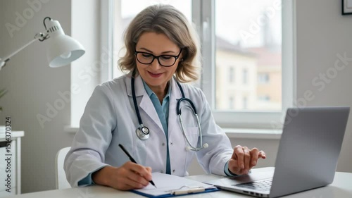 Senior Female Doctor Using Laptop for Consultation