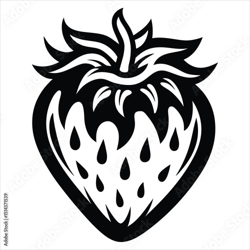 Simple strawberry vector silhouette. strawberry icon isolated on flat background