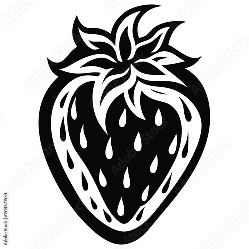 Simple strawberry vector silhouette. strawberry icon isolated on flat background
