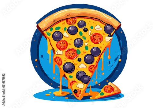 Delicious Melted Cheese Pizza Slice Illustration A Mouthwatering Visual of Italian Cuisine
