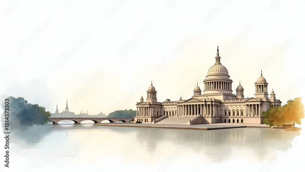 Fototapeta premium High resolution photostock image presenting an in?depth portrayal of USA history and heritage with classical architecture historic monuments and rich cultural narratives reflecting the nation legacy i