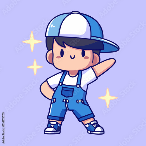 Happy Little Boy Posing Confidently
