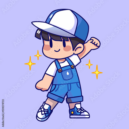 Happy Little Boy Posing Confidently