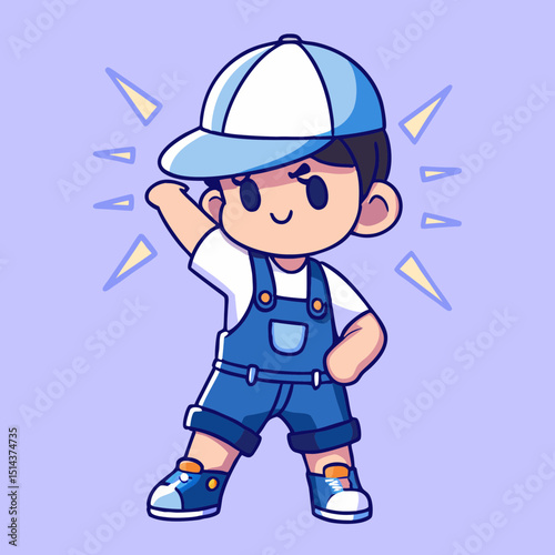 Happy Little Boy Posing Confidently