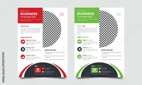 Corporate business flyer template, modern template, in two color, and modern design, perfect for creative professional business, marketing, business proposal, promotion, advertise, publication, cover
