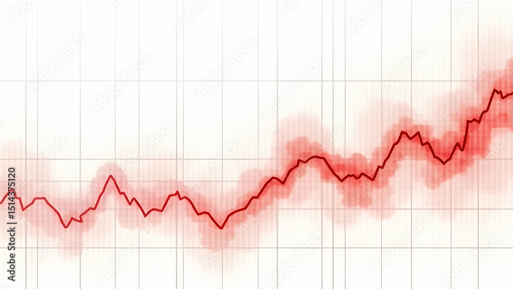 Naklejka premium High Quality Illustration of a Red Trendline Overlay on a Transparent Grid Background for Stock Analysis, Depicting a Downward Trend with Professional Design and Empty Space on the Left